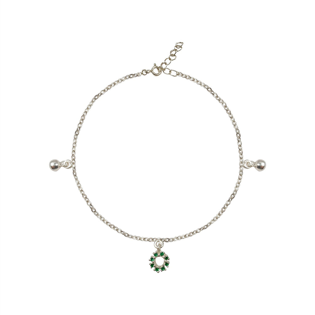 Green Charm 925 Silver Bracelet