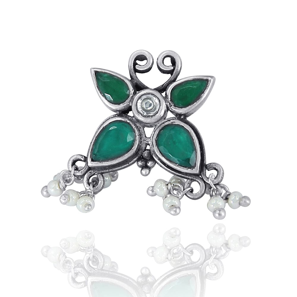 92.5 Silver Green butterfly earring