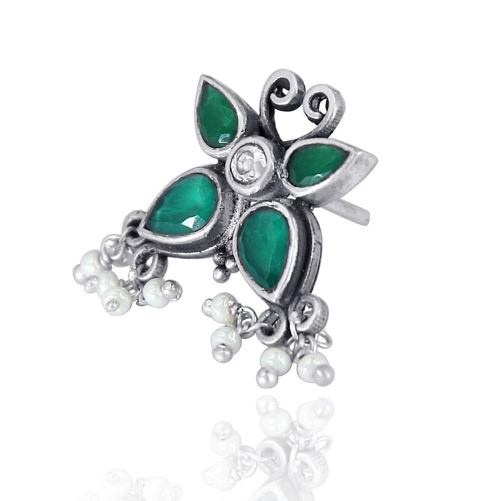 92.5 Silver Green butterfly earring