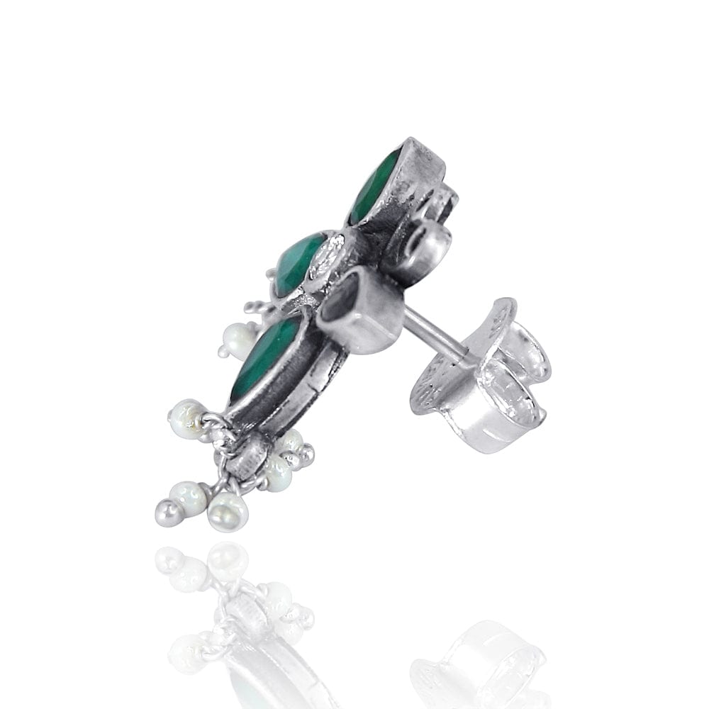 92.5 Silver Green butterfly earring