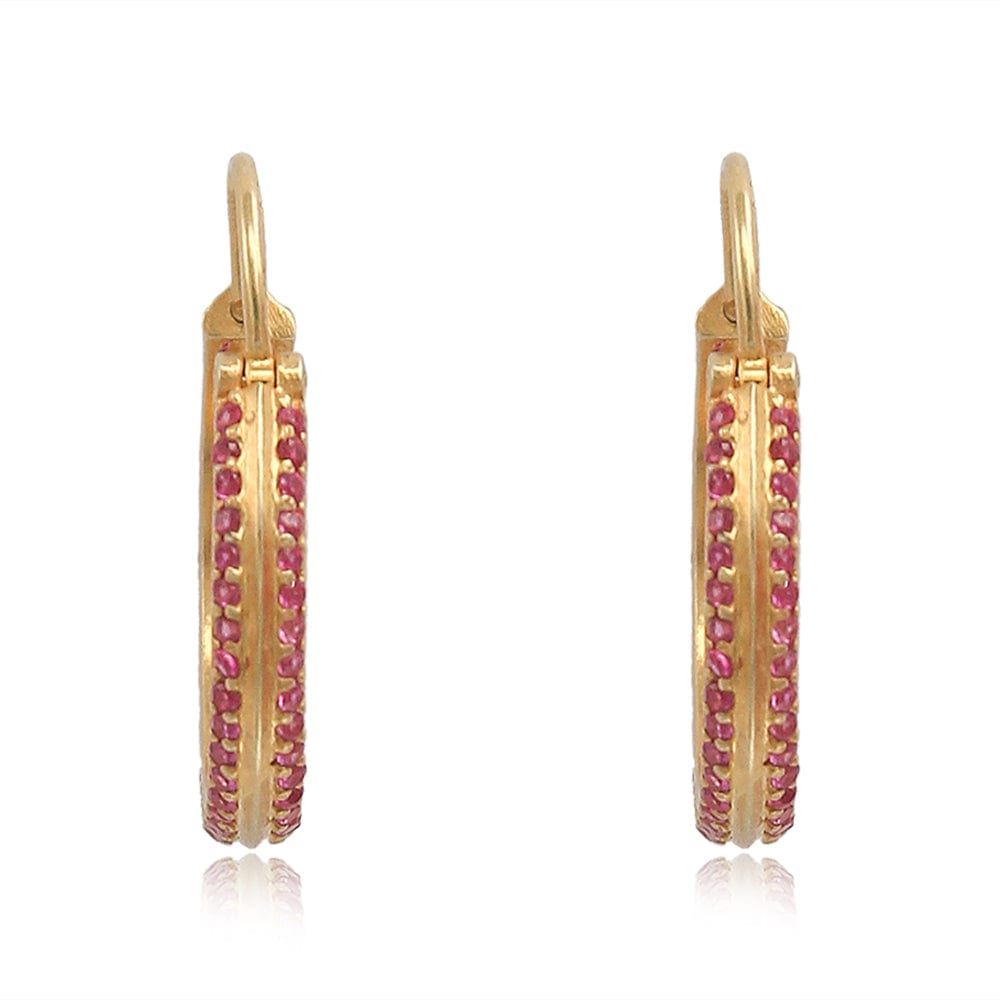 Silver Pink Zircon Hoop Earrings