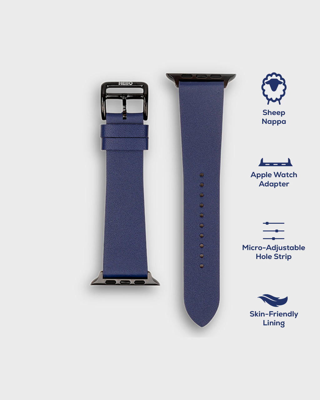 VAN GOGH BLUE__ apple watch band in leather material 