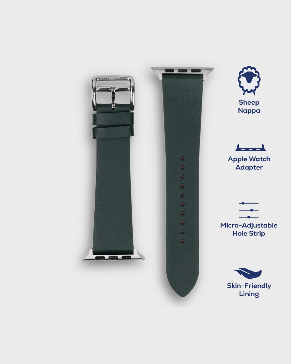 Deep Forest__Green Color apple watch band in leather