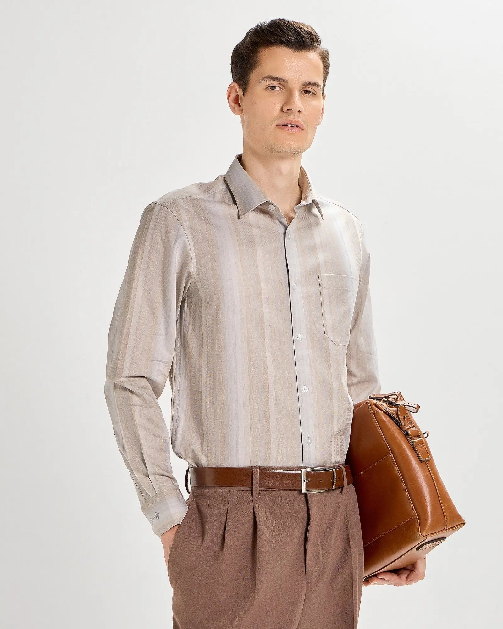 Indian Tan Striped ShirtUnited By Hope