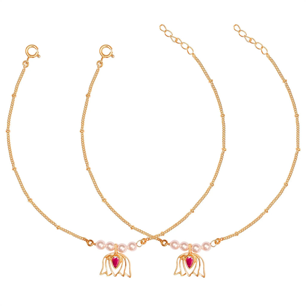 Inverted Lotus Silver Anklet