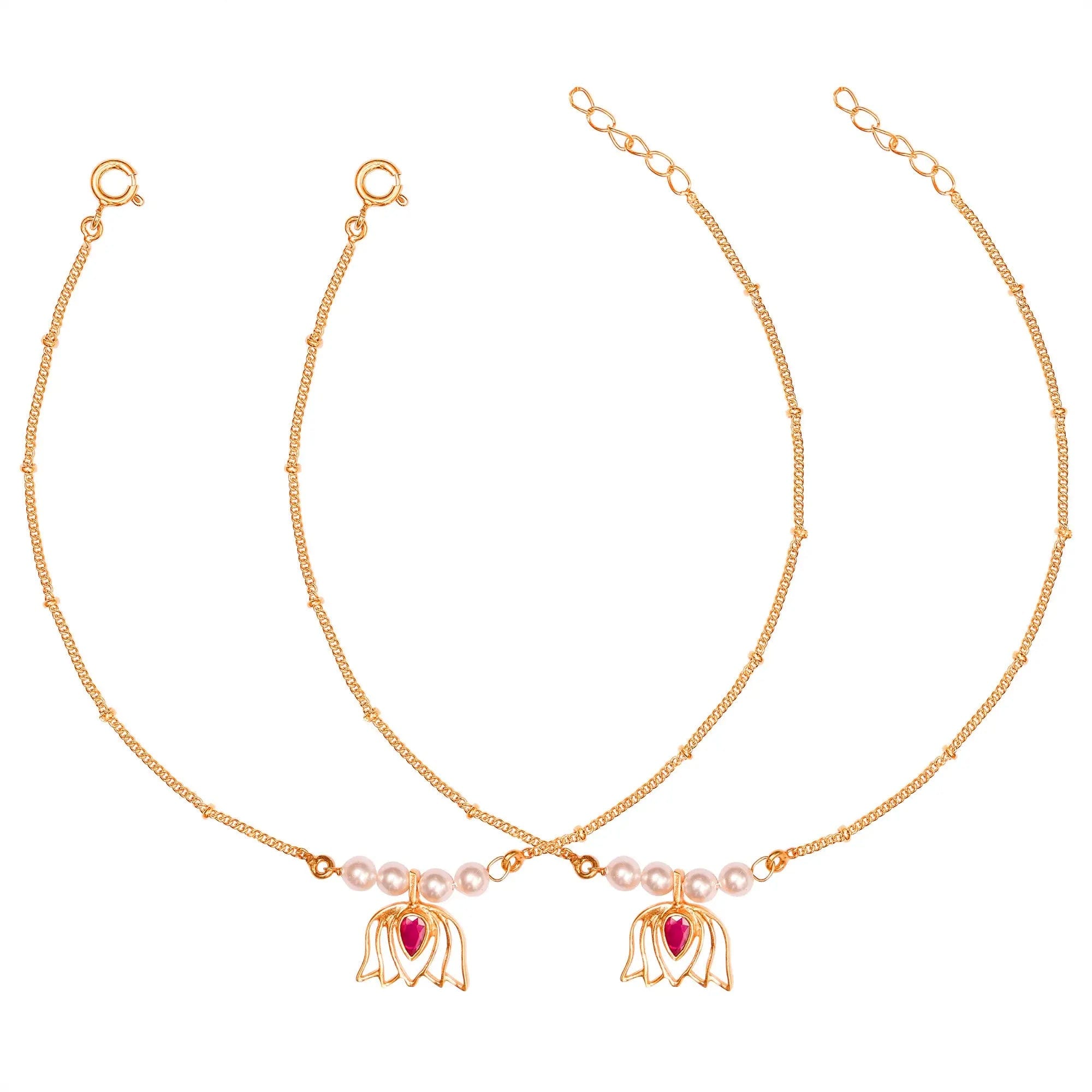 Inverted Lotus Silver Anklet