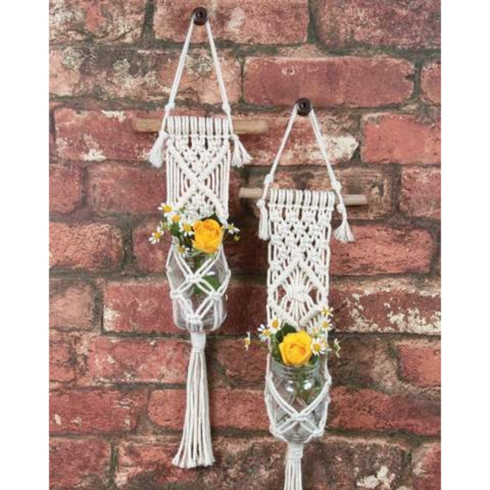 Macrame Pot Holder 
Size - 6X24 Inches (Each)-Indiehaat