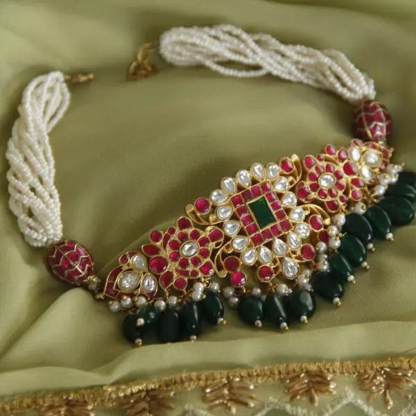 Kundan Jadau Silver Choker