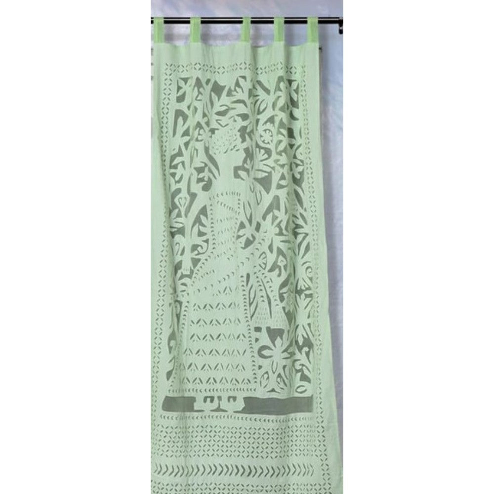 Applique Work Wall Hanging Green Curtain
Size - 44"X84" (3.5 X 7 Ft)-Indiehaat