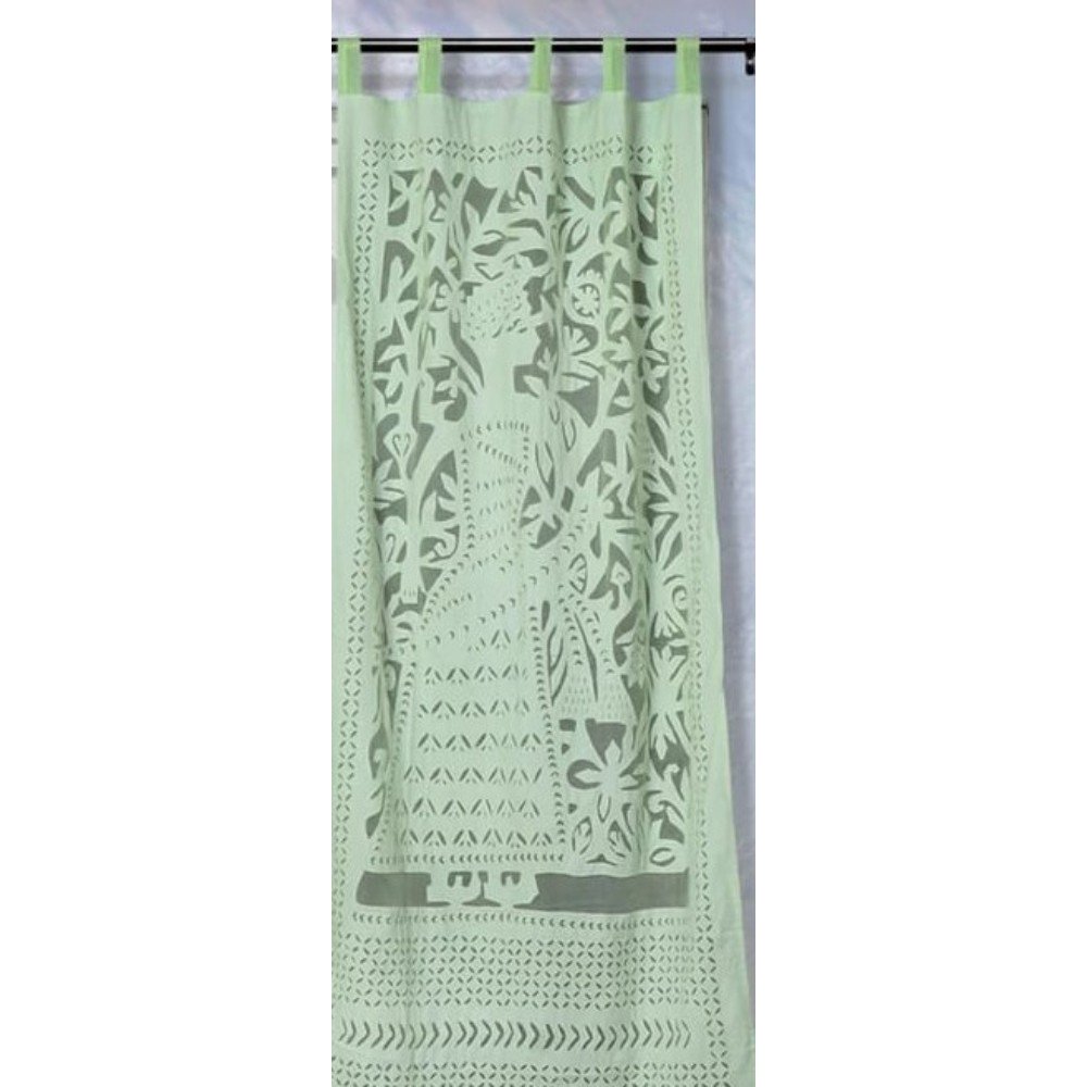 Applique Work Wall Hanging Green Curtain (Set of 2)
-Indiehaat