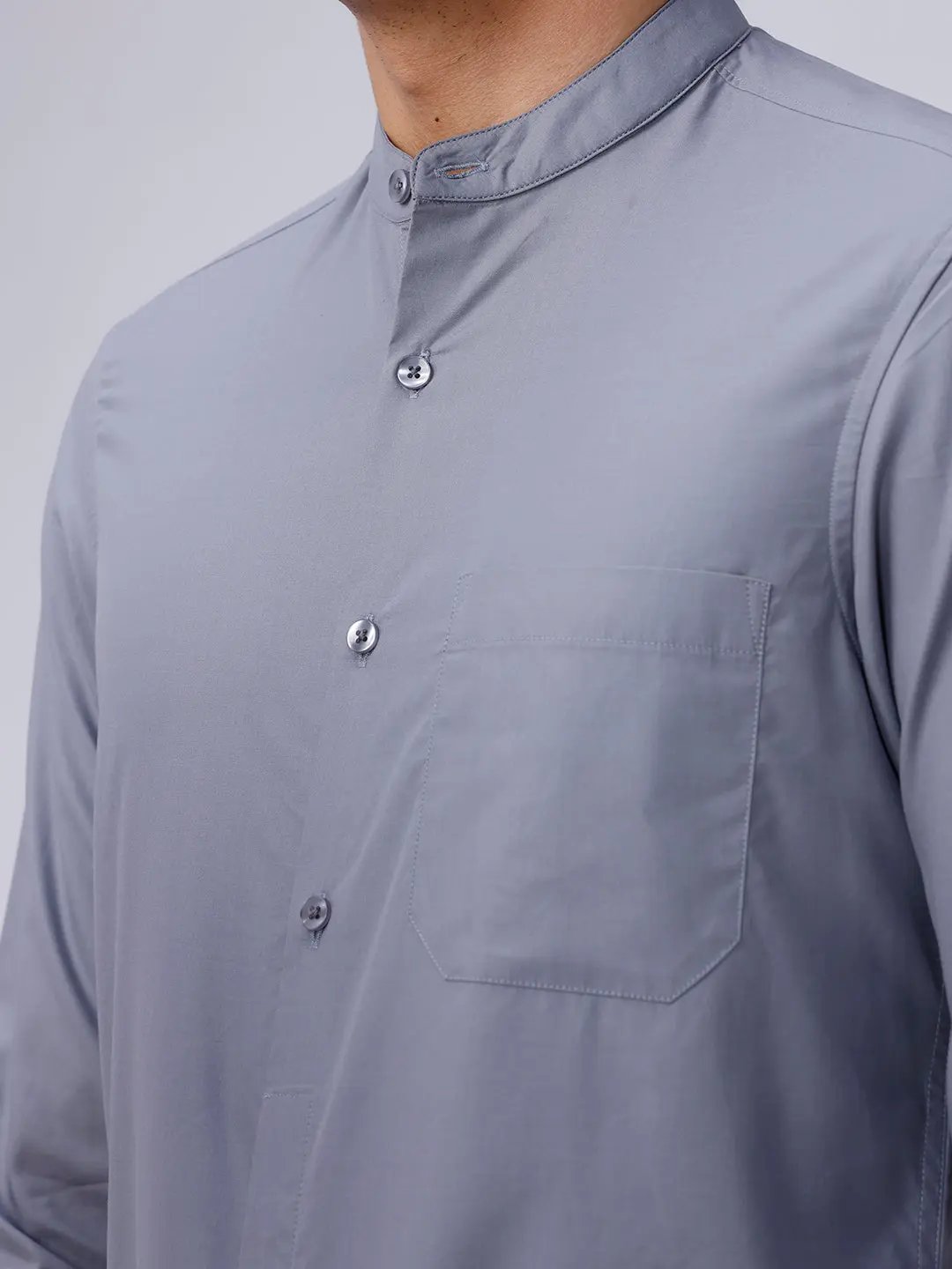 Light Grey Cotton Tencel Plain ShirtUnited By Hope