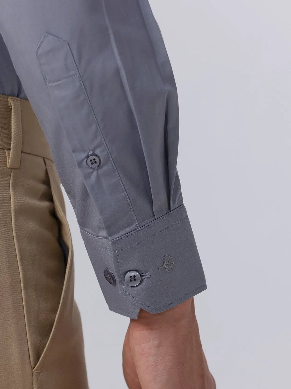 Light Grey Cotton Tencel Plain ShirtUnited By Hope
