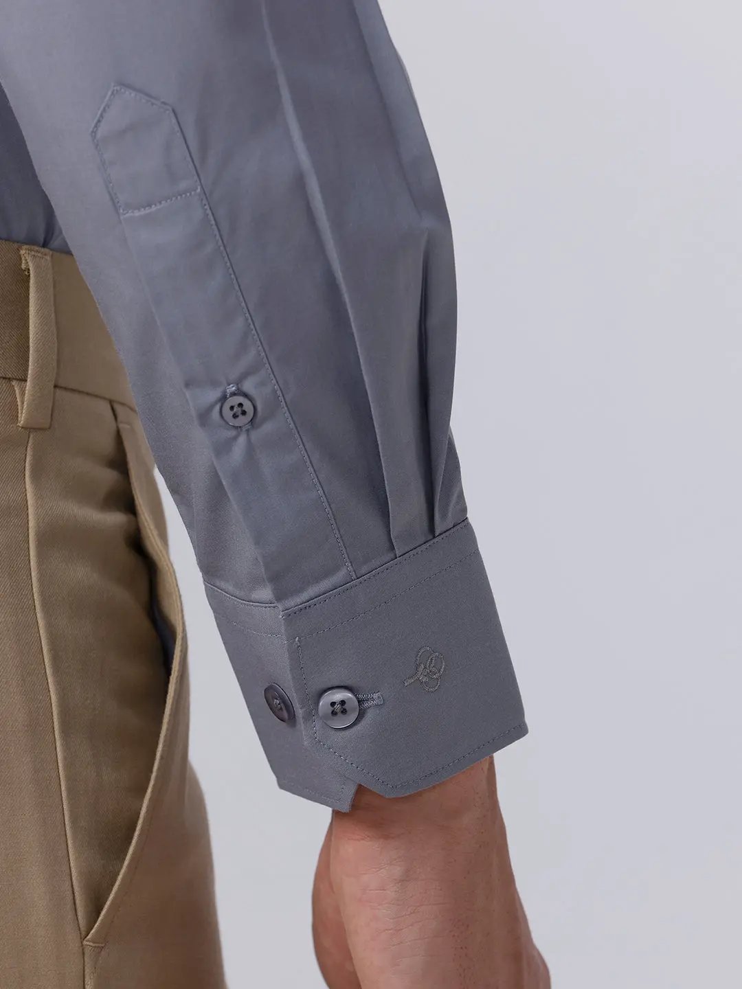 Light Grey Cotton Tencel Plain ShirtUnited By Hope
