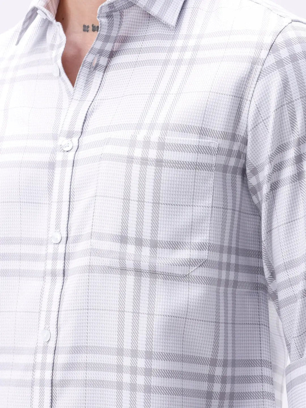 Light Grey Twill Checks ShirtUnited By Hope