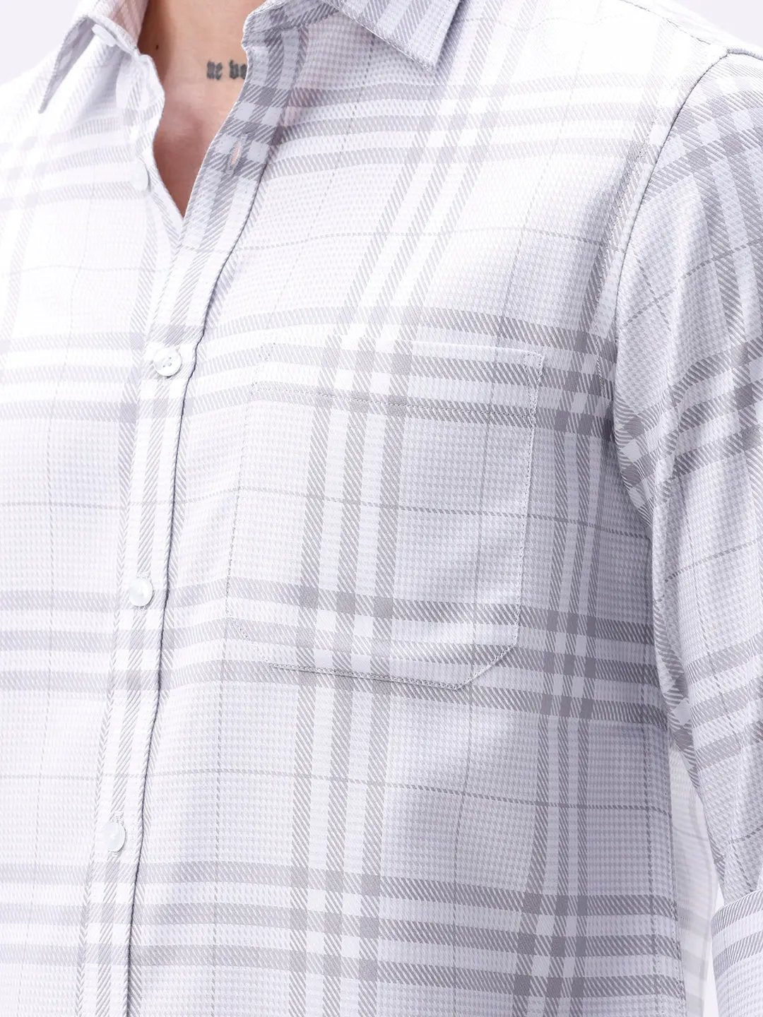 Light Grey Twill Checks ShirtUnited By Hope