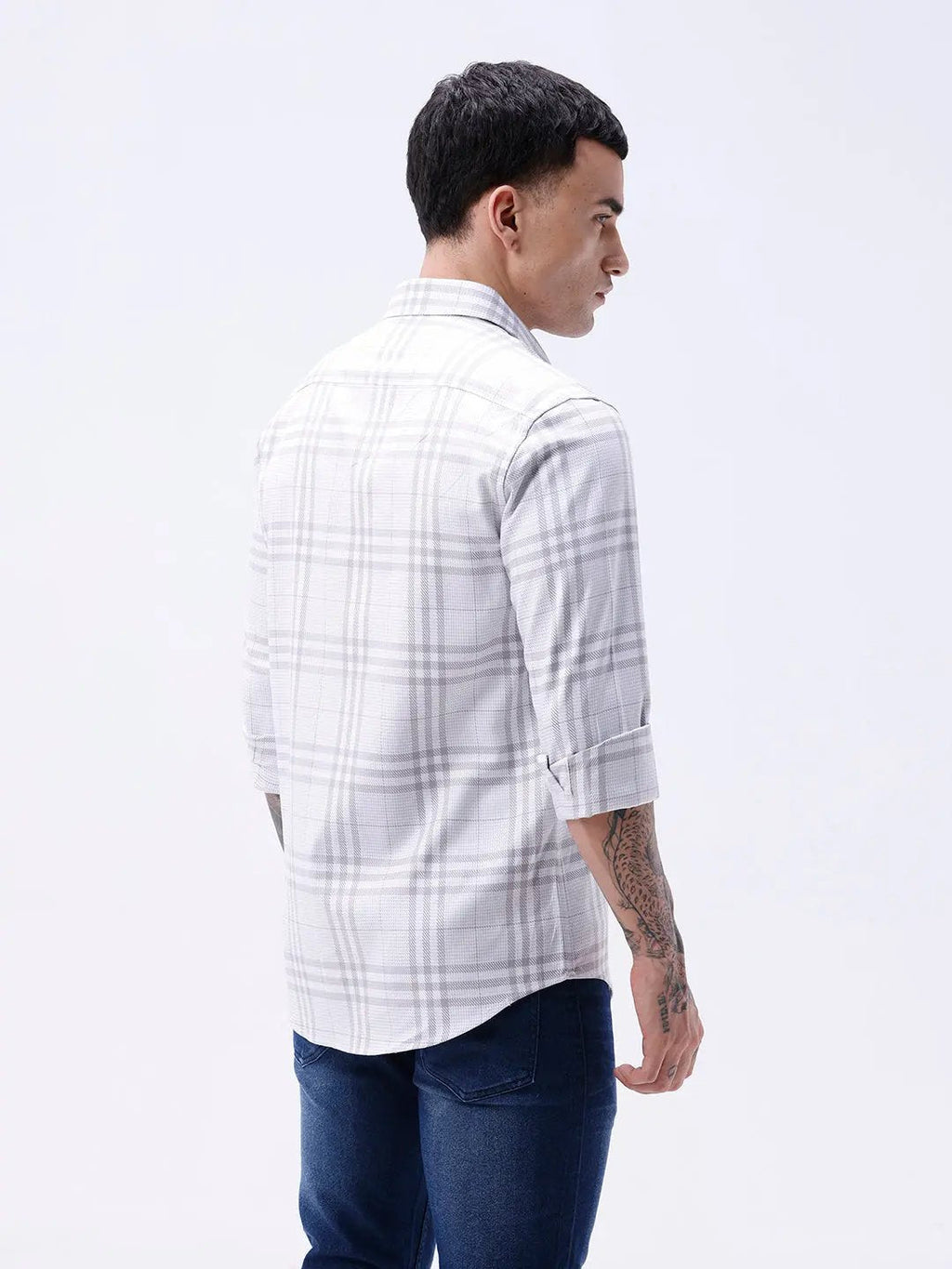 Light Grey Twill Checks ShirtUnited By Hope