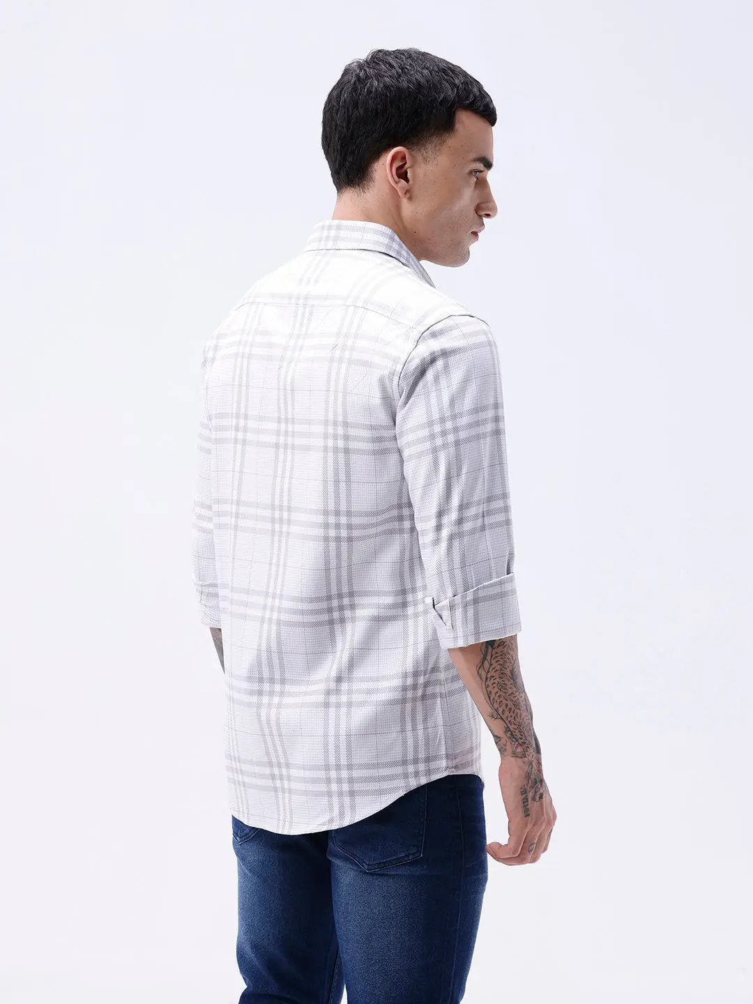 Light Grey Twill Checks ShirtUnited By Hope
