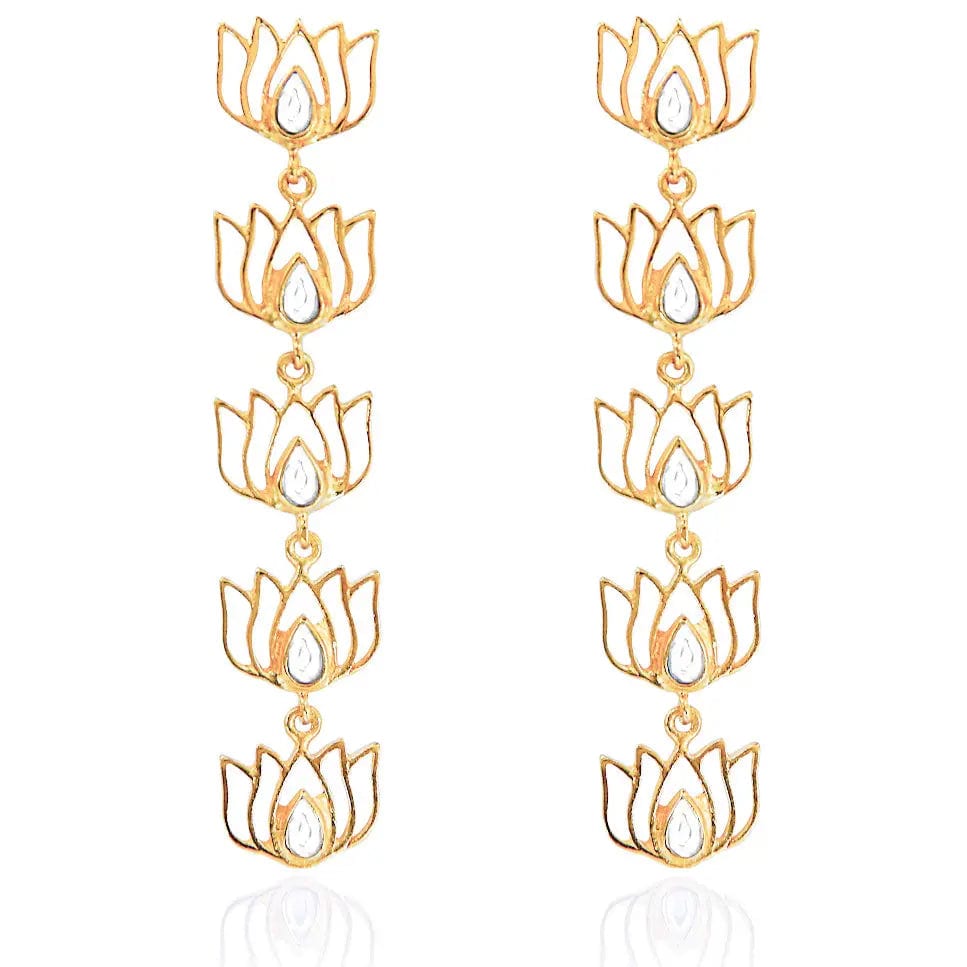 Lotus Drop Gold Plated Silver Earrings