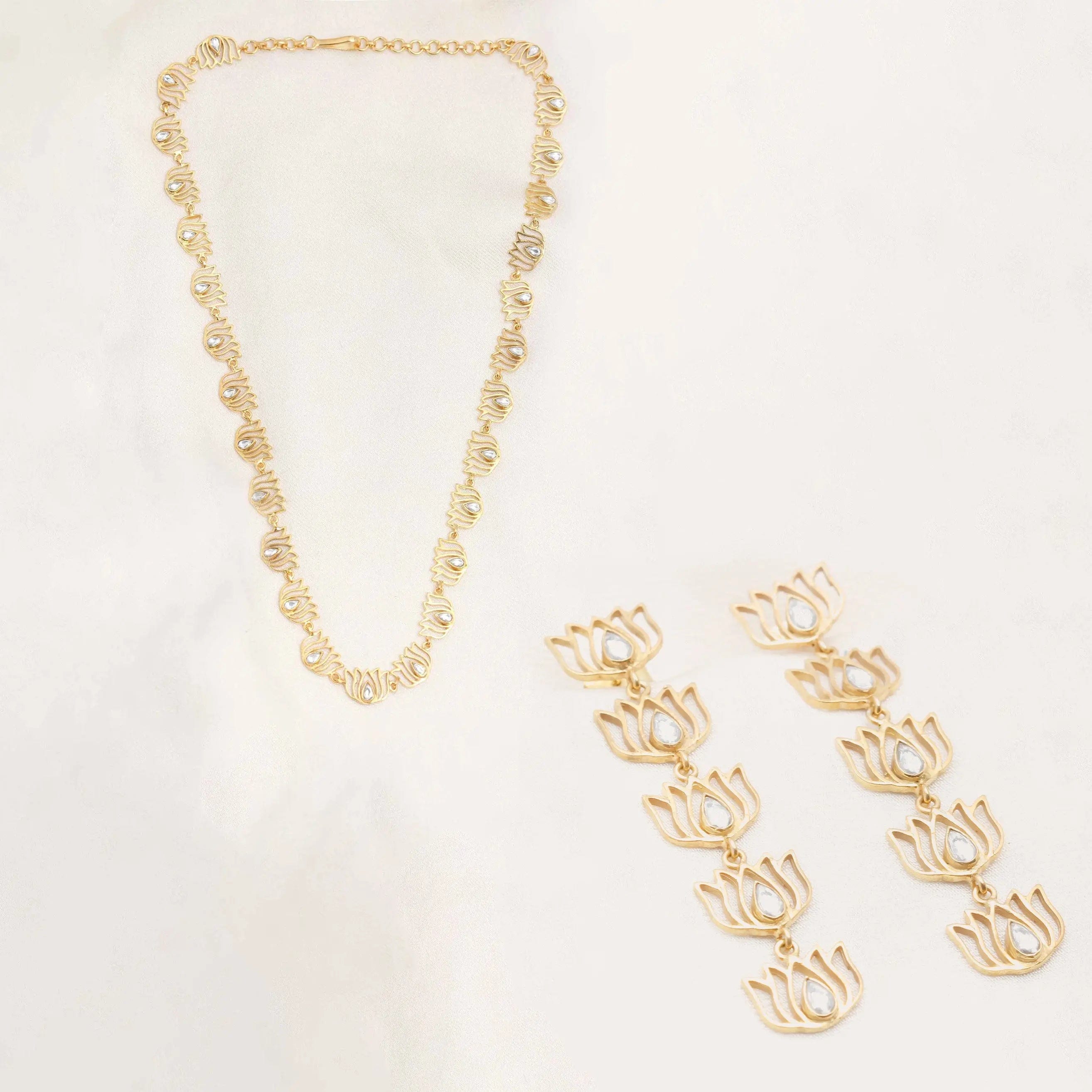 Lotus Drop Gold Plated Silver Earrings