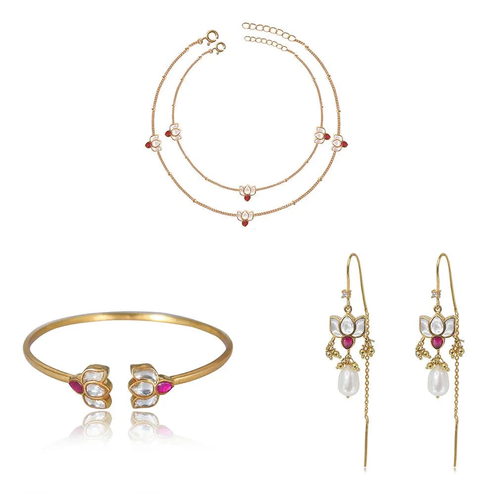 Lotus Kundan Gold Plated Set