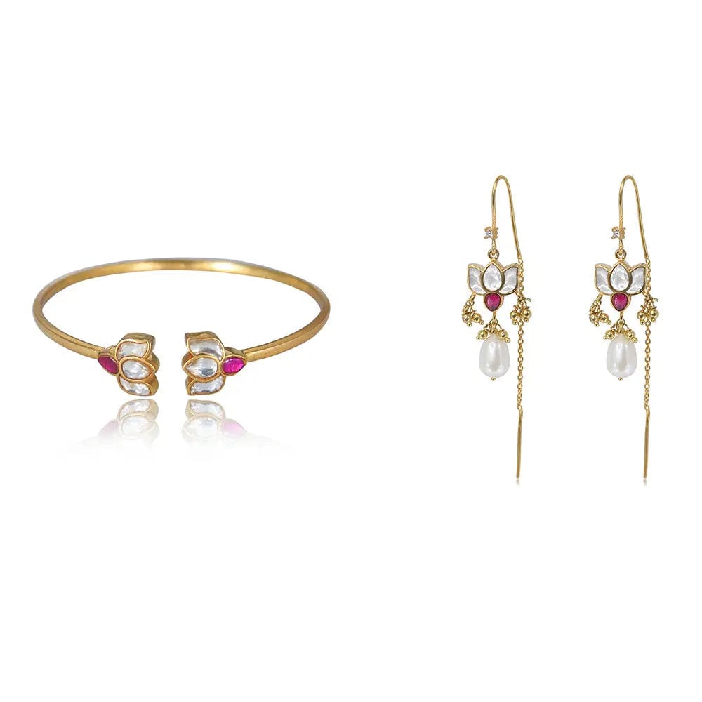 Lotus Kundan Gold Plated Set