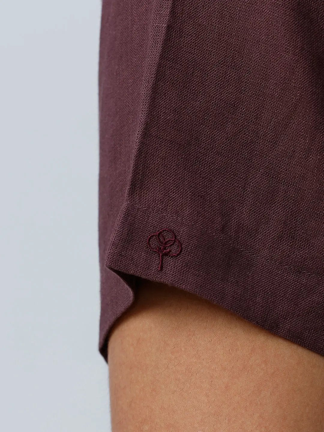 Maroon Double Pocket Short Sleeve Linen ShirtUnited By Hope