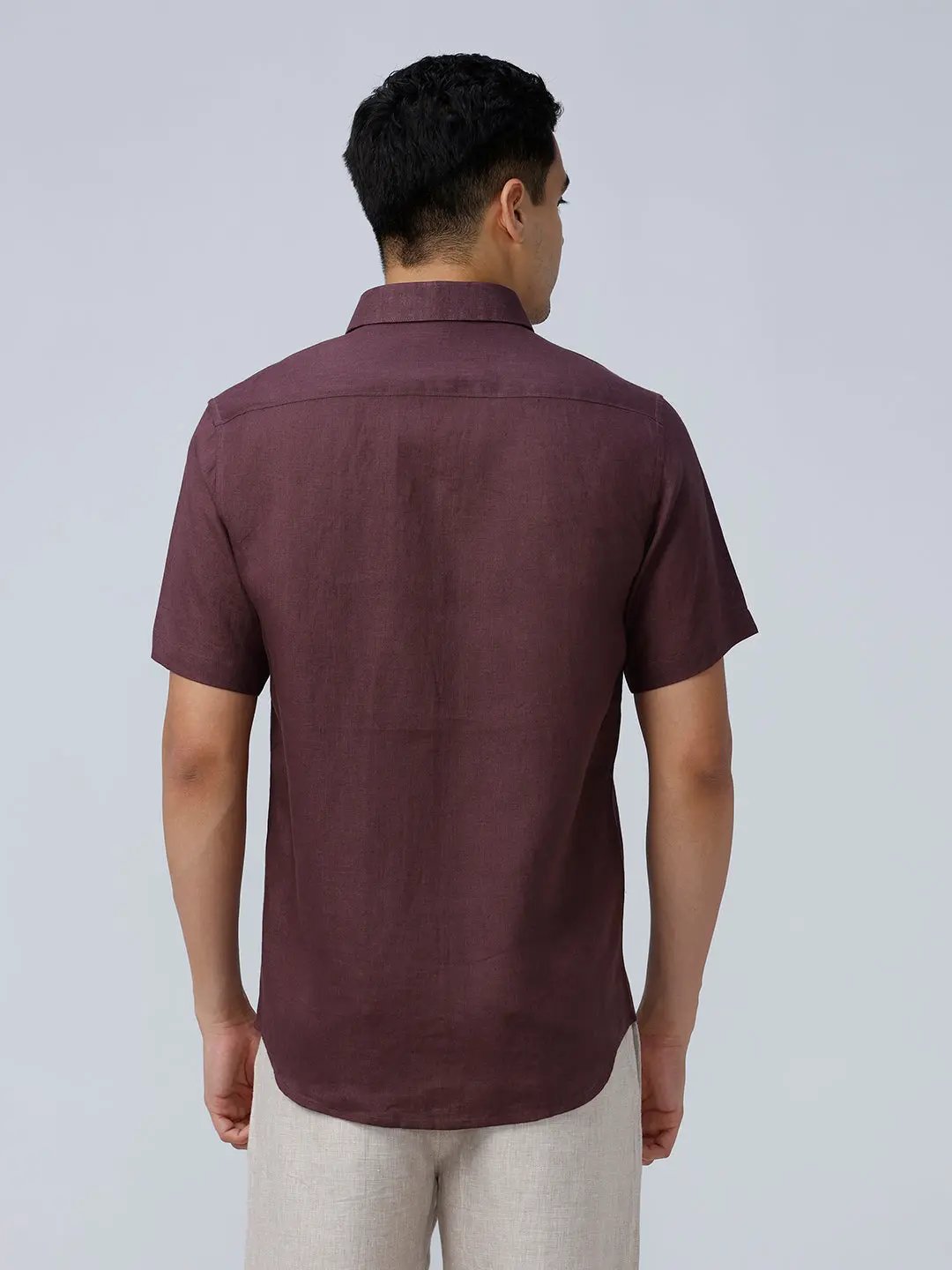 Maroon Double Pocket Short Sleeve Linen ShirtUnited By Hope