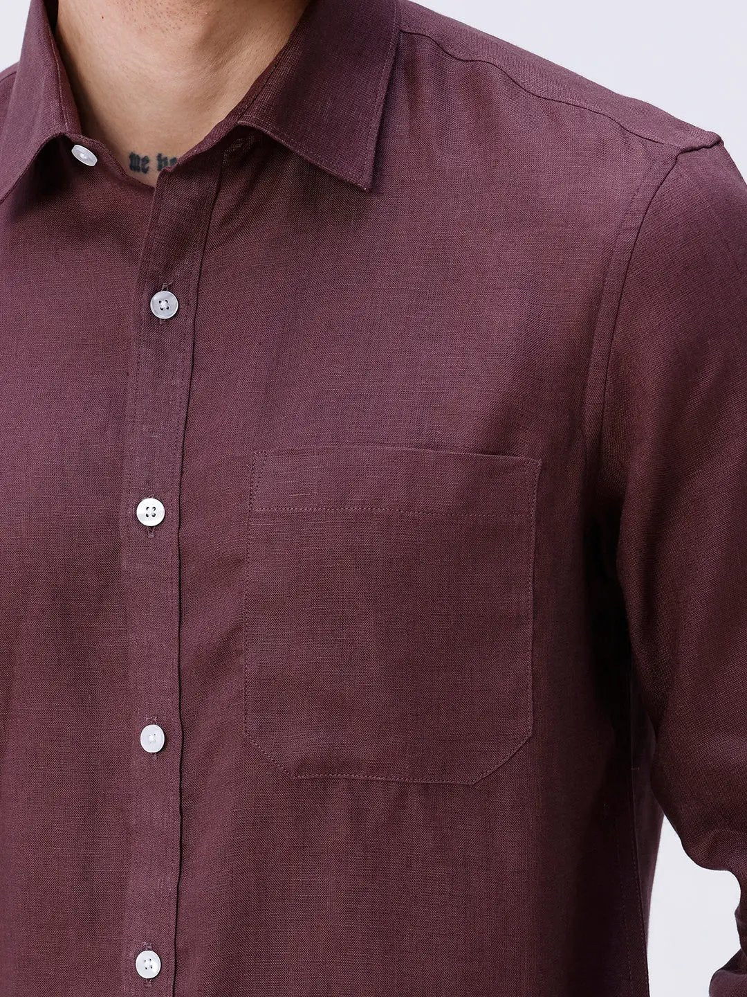 Maroon Full Sleeve Linen ShirtUnited By Hope