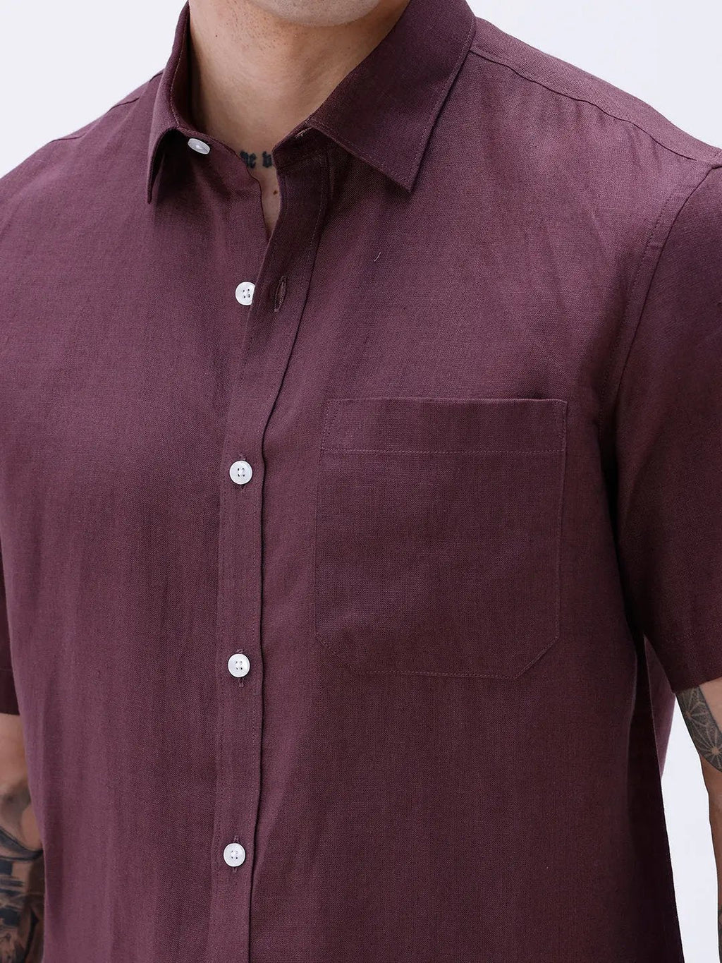 Maroon Short Sleeve Linen ShirtUnited By Hope