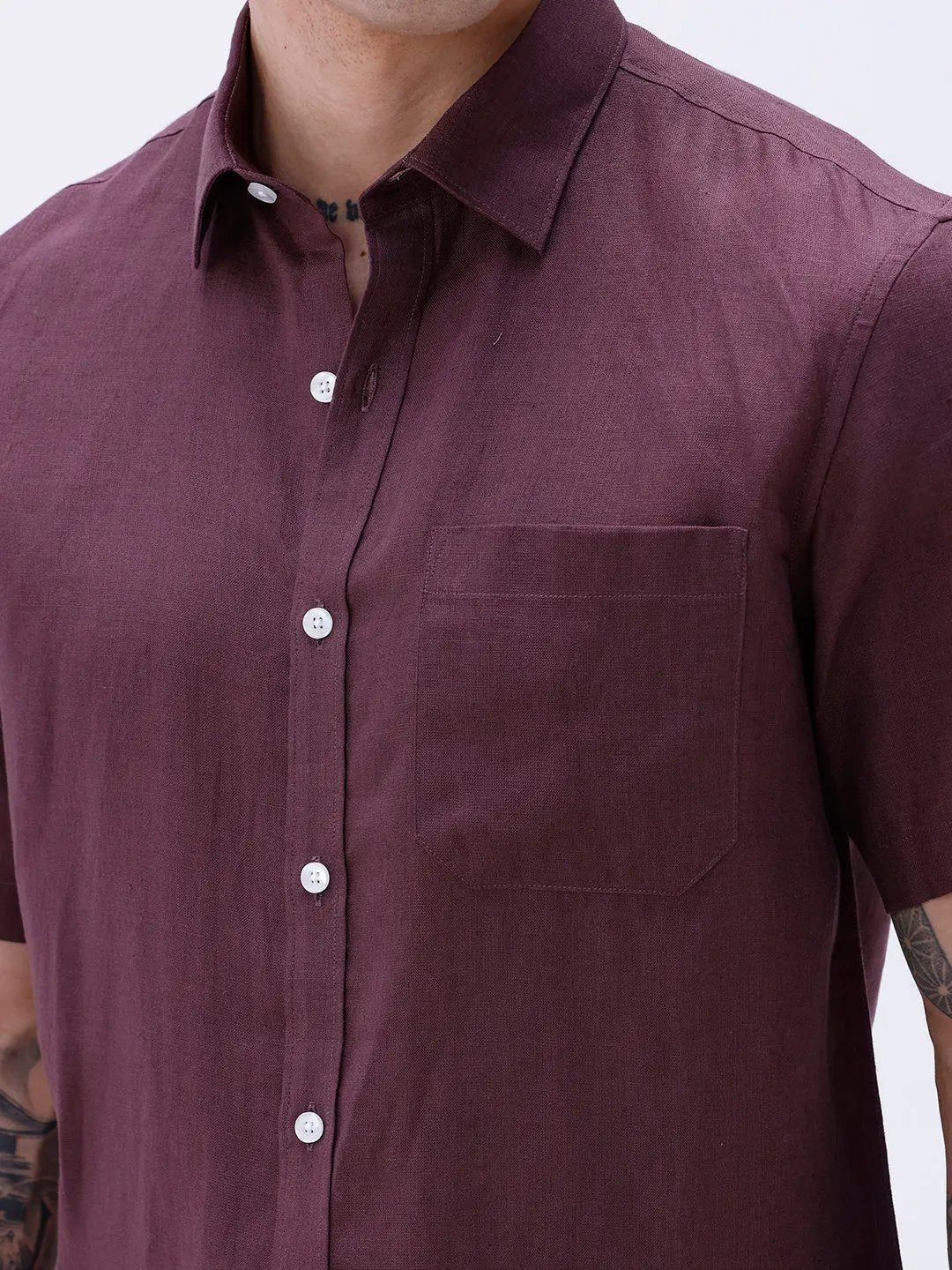 Maroon Short Sleeve Linen ShirtUnited By Hope