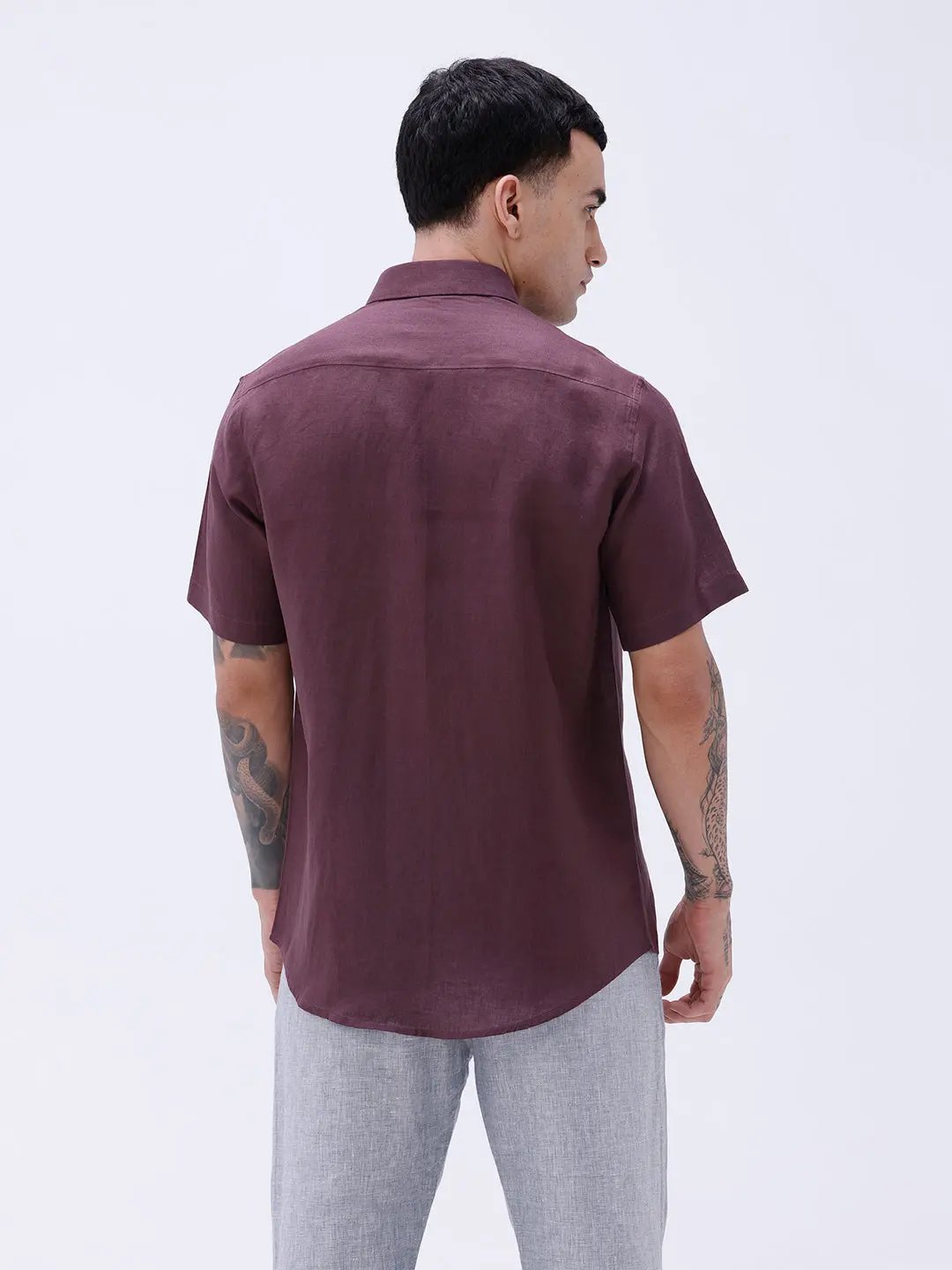 Maroon Short Sleeve Linen ShirtUnited By Hope