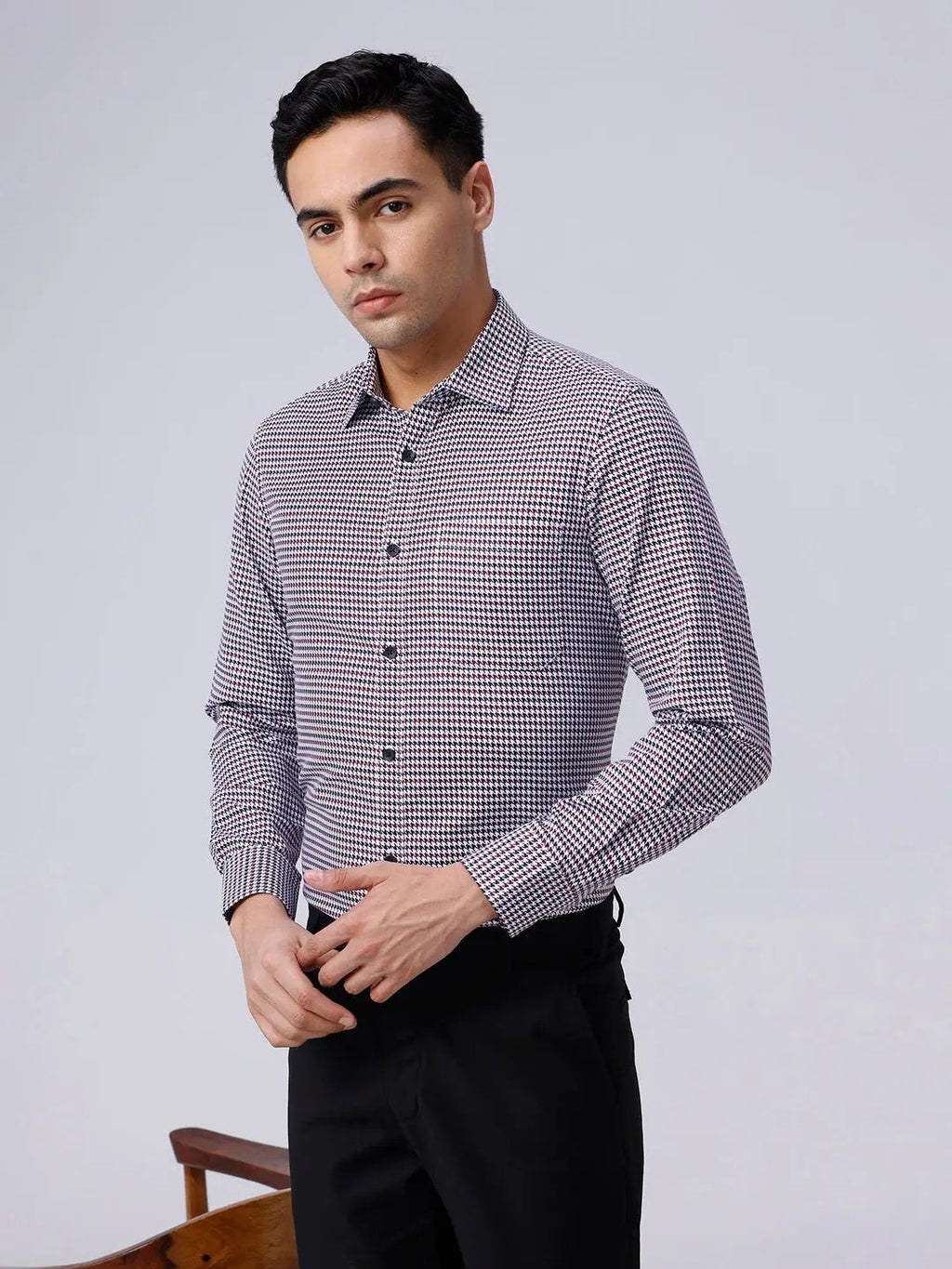 Maroon and Black Structured Dobby ShirtUnited By Hope