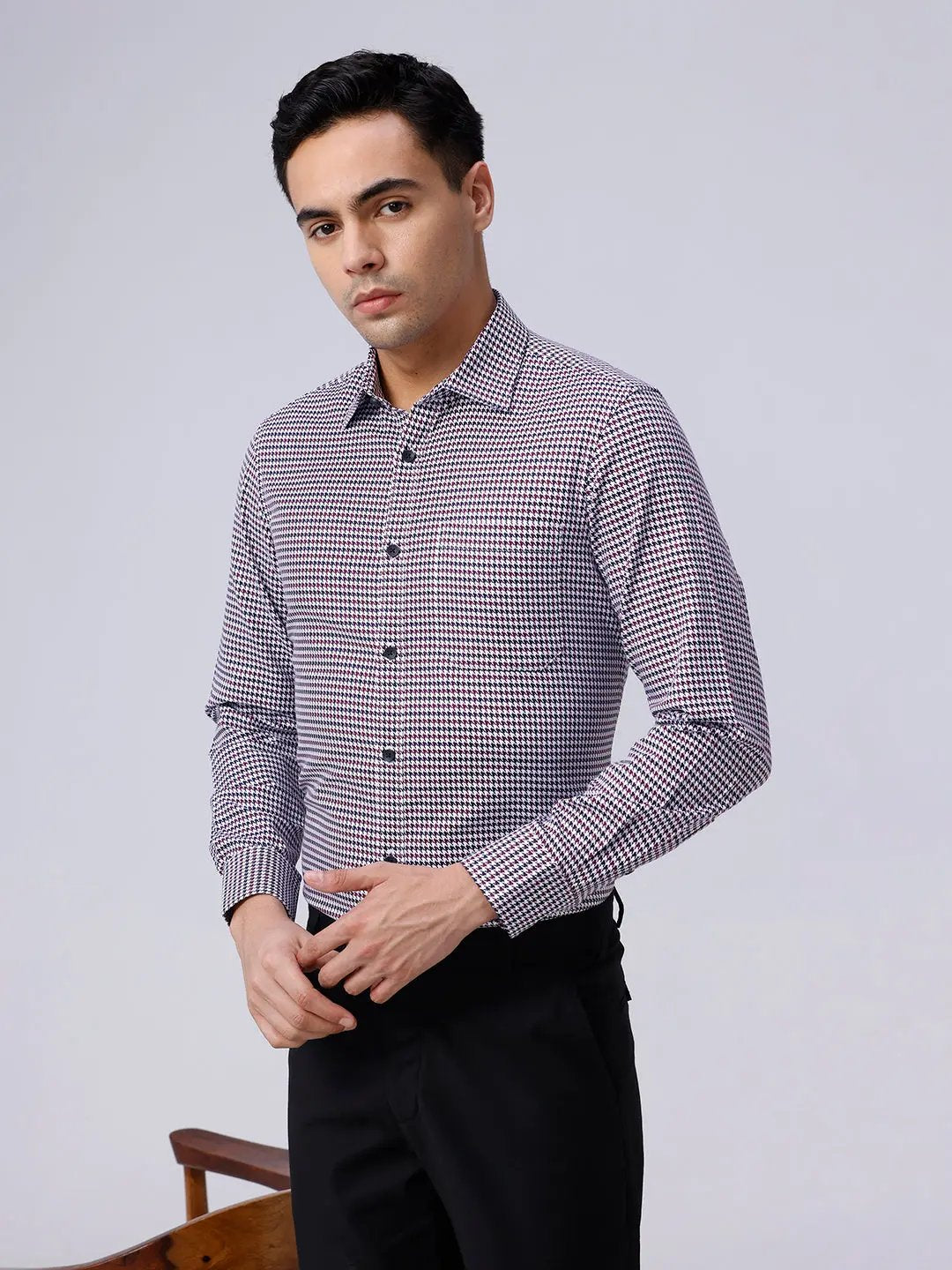 Maroon and Black Structured Dobby ShirtUnited By Hope