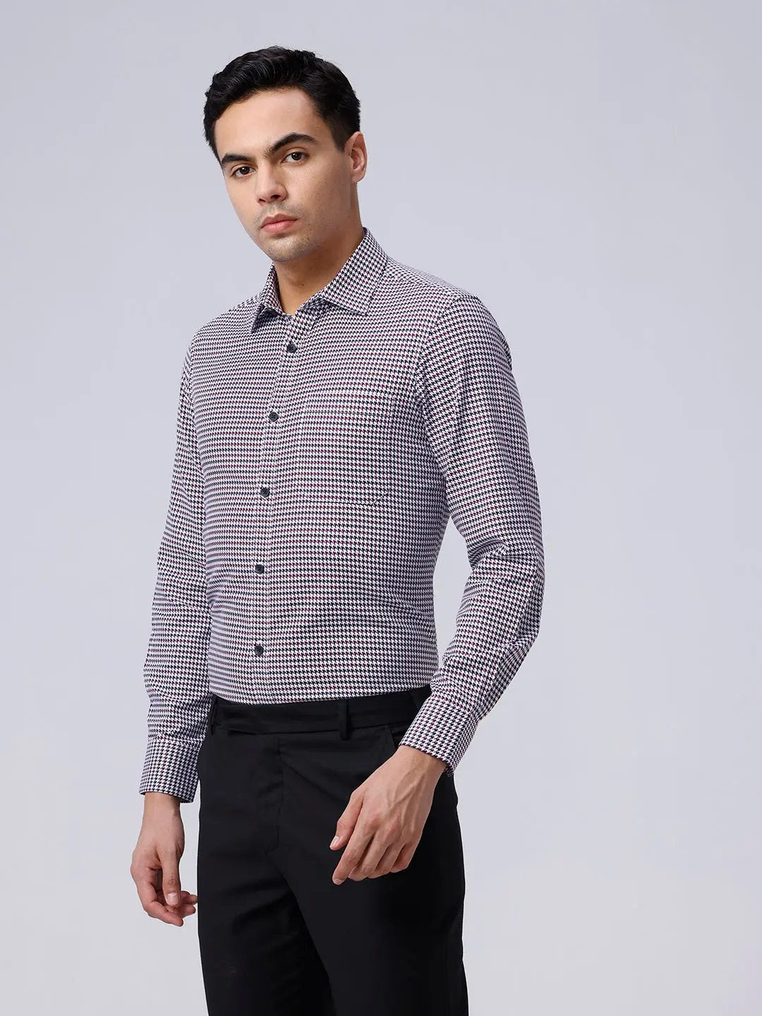 Maroon and Black Structured Dobby ShirtUnited By Hope