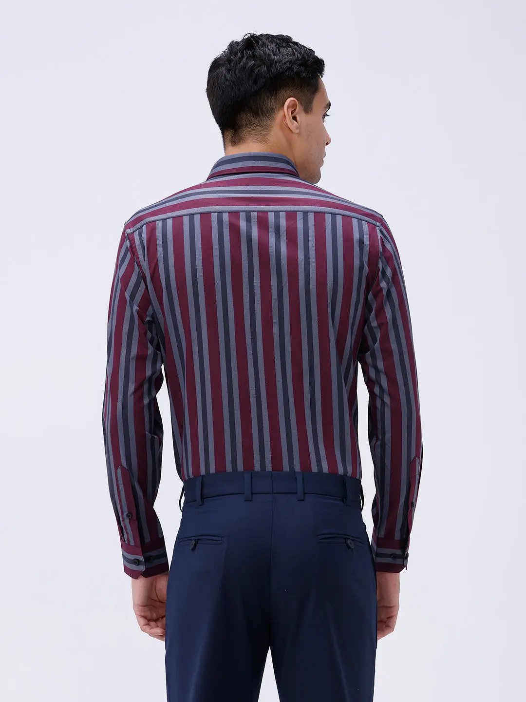 Maroon and Grey Stripes Dobby ShirtUnited By Hope