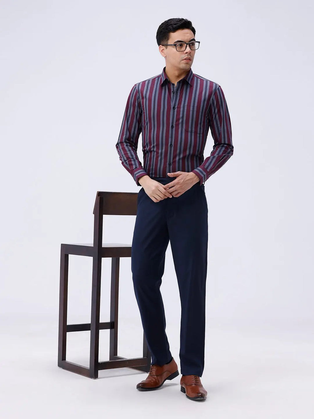 Maroon and Grey Stripes Dobby ShirtUnited By Hope