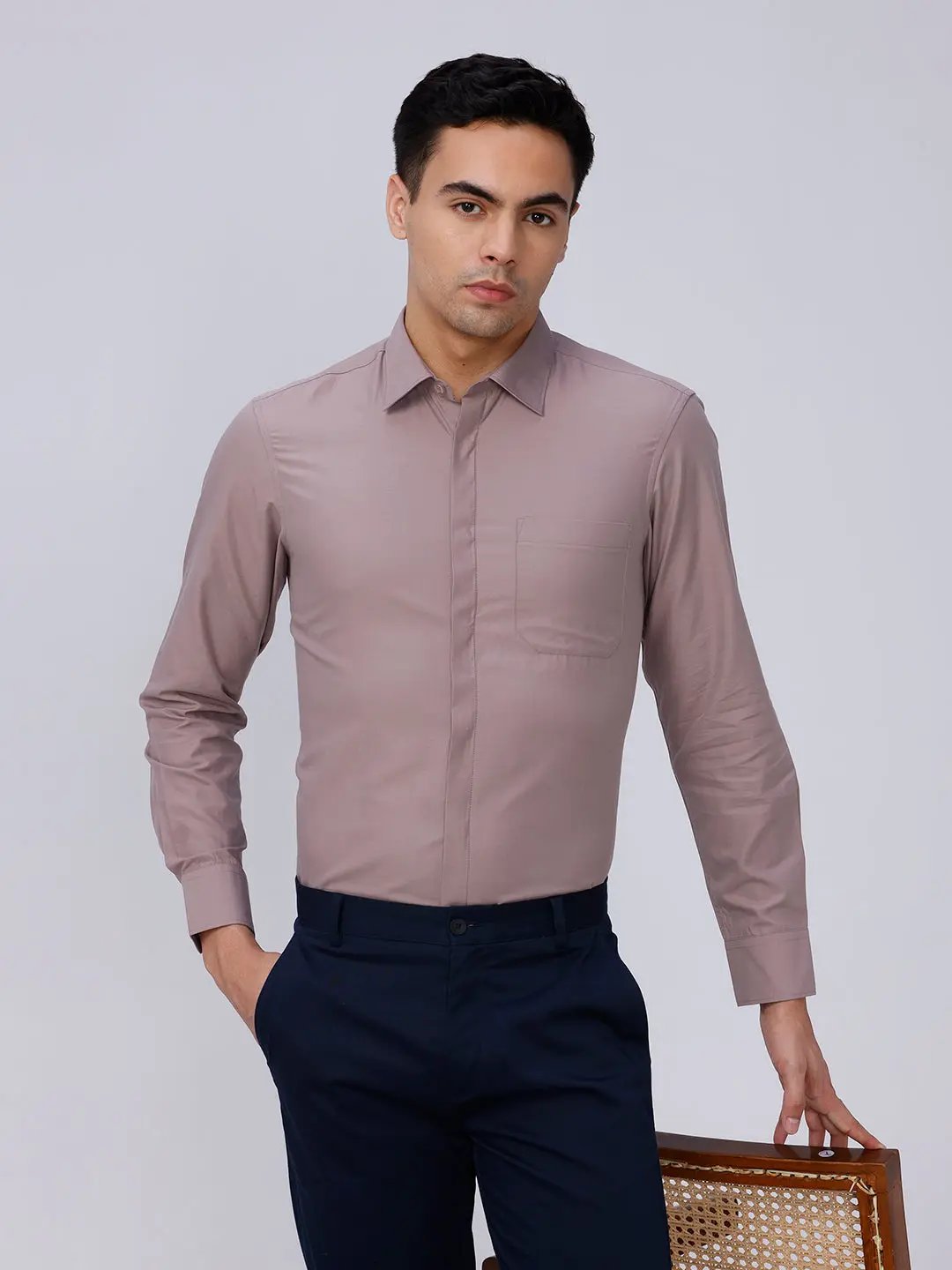 Mauve Cotton Tencel Plain ShirtUnited By Hope