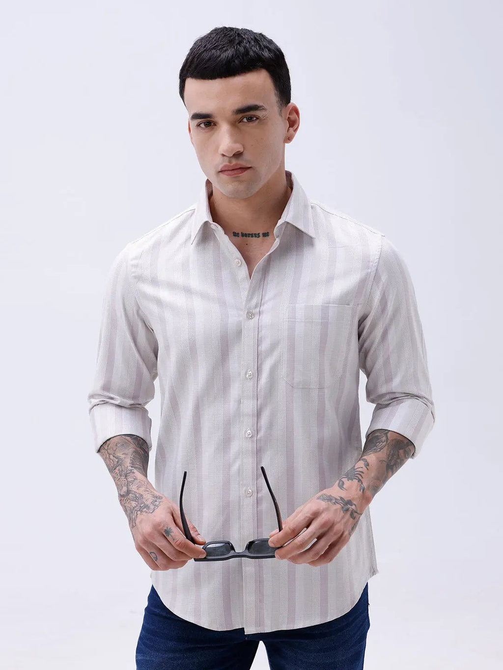 Mauve Striped Twill ShirtUnited By Hope
