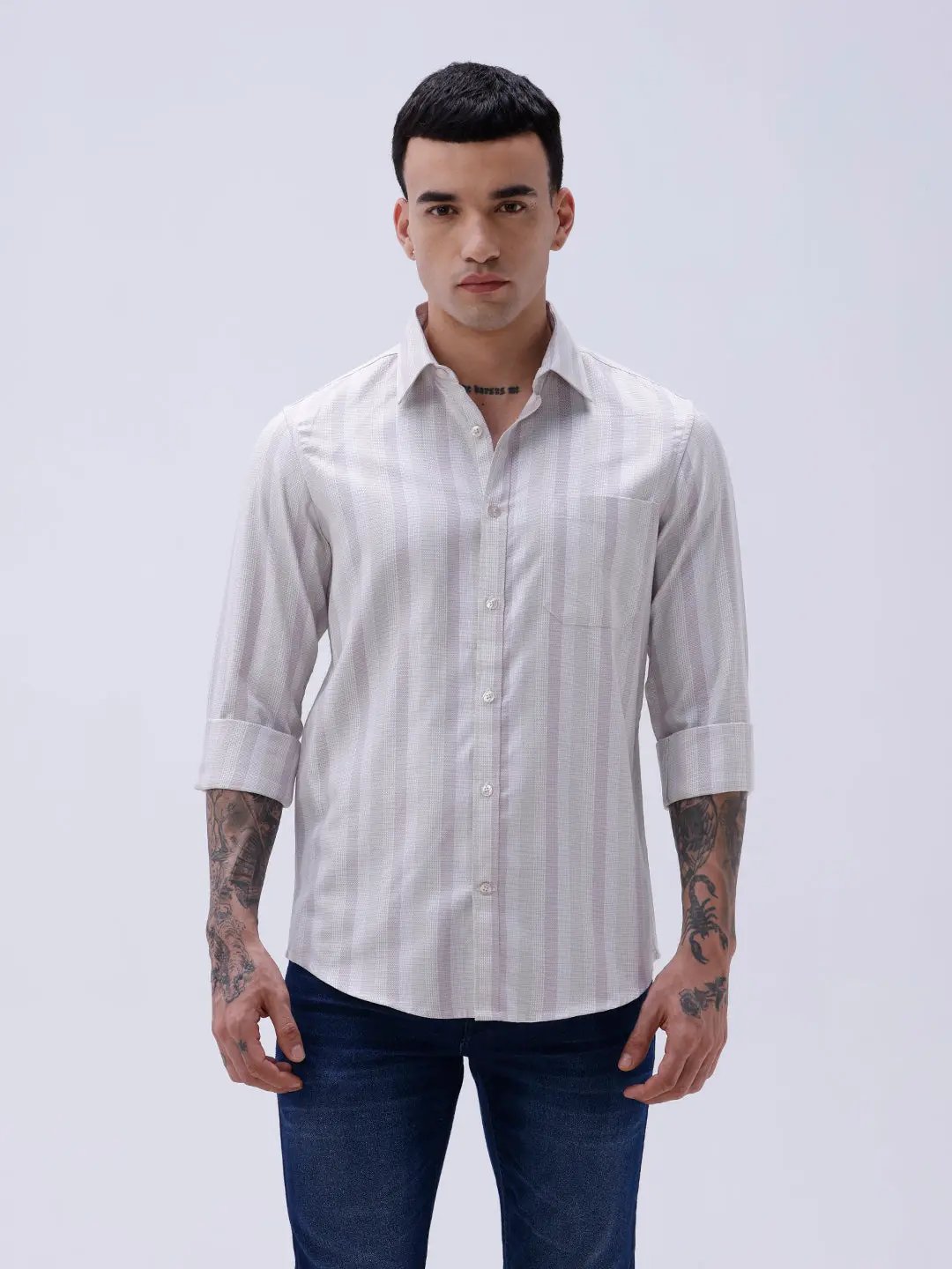 Mauve Striped Twill ShirtUnited By Hope