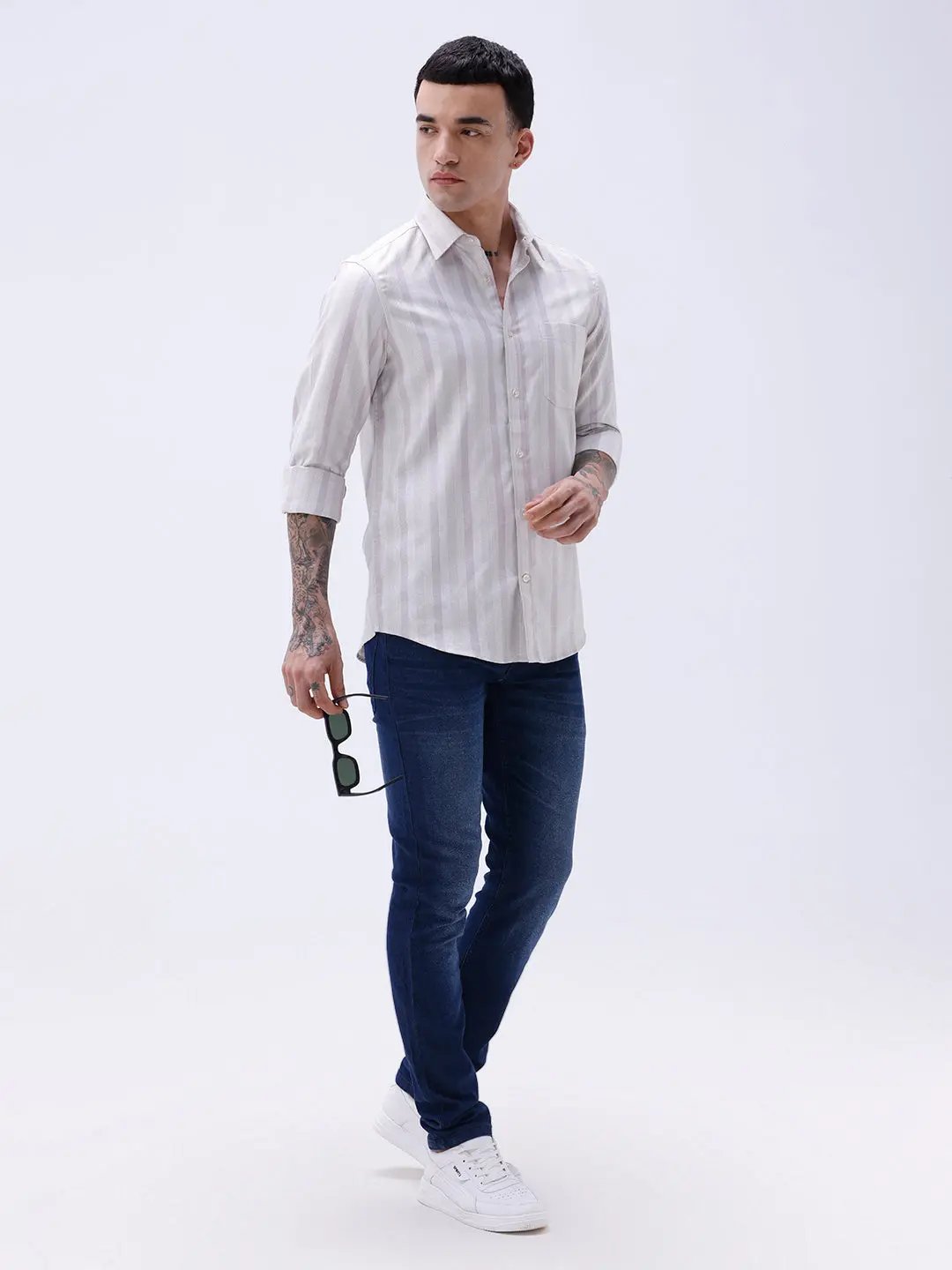 Mauve Striped Twill ShirtUnited By Hope
