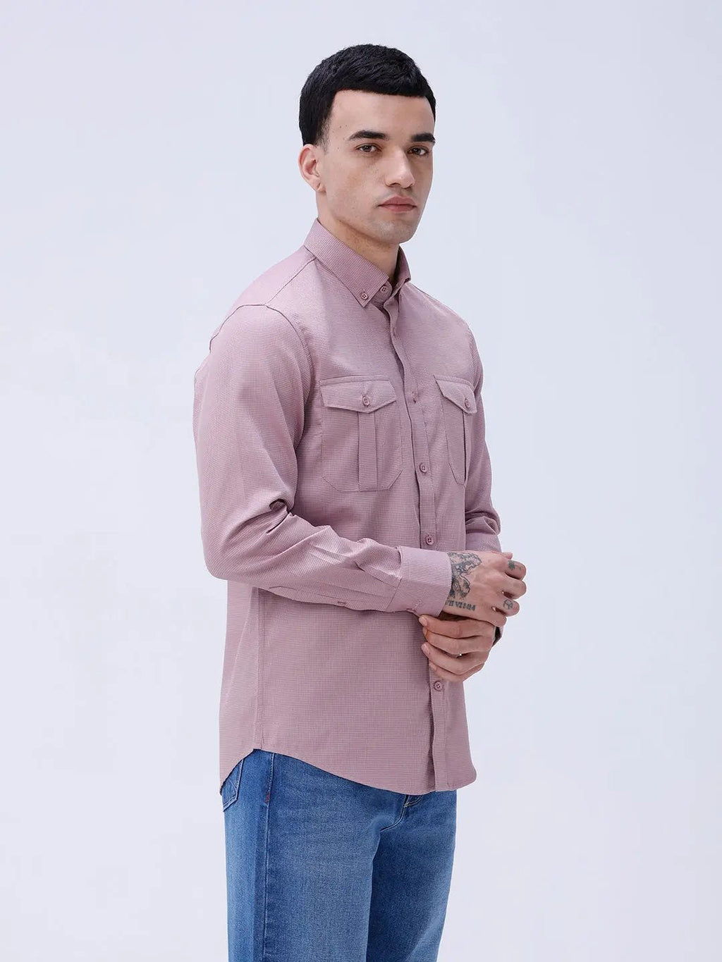 Mauve Waffle Dobby Plain ShirtUnited By Hope