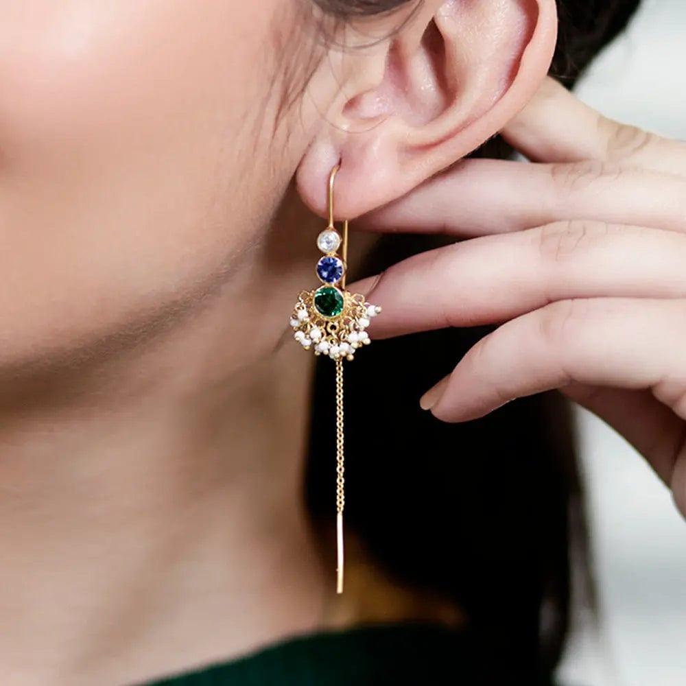 Multicolor enamel Sui Dhaga earrings in 92.5 silver with delicate floral-inspired design