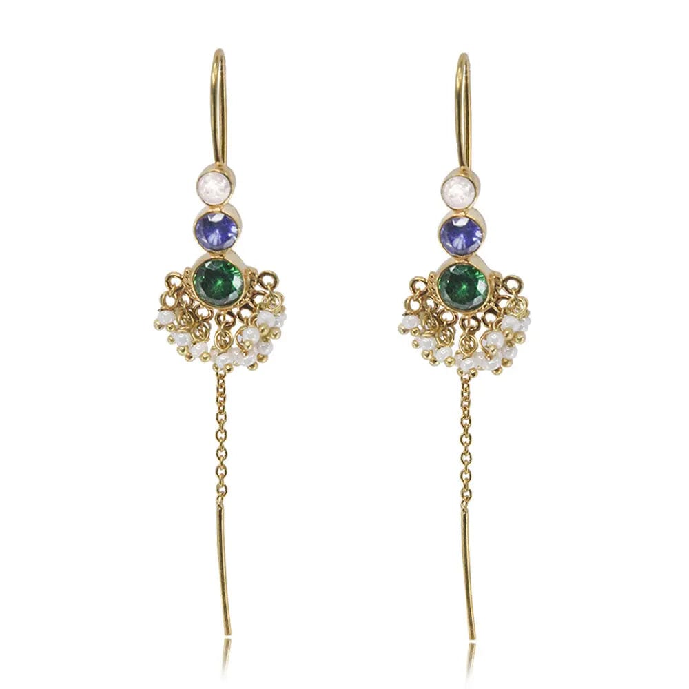 92.5 Sterling Silver Multicolor Sui Dhaga Earrings