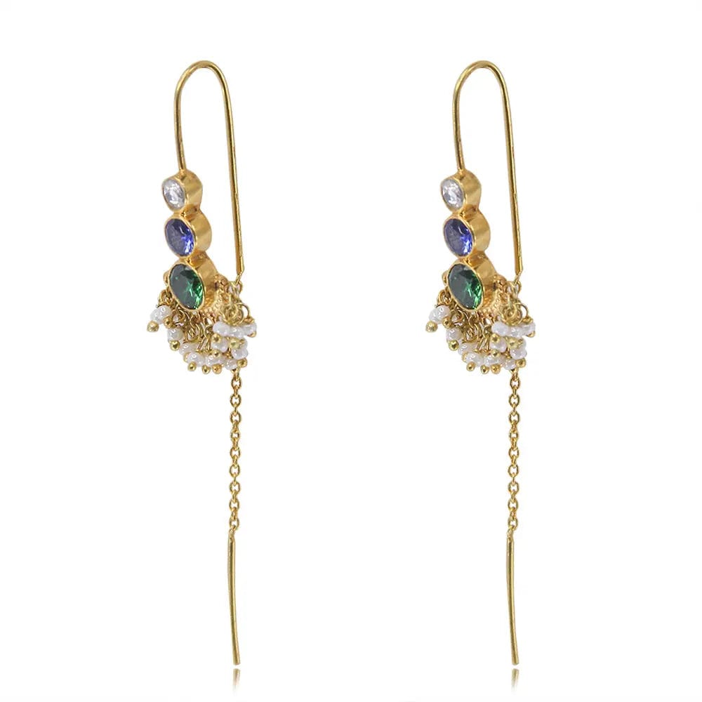 92.5 Sterling Silver Multicolor Sui Dhaga Earrings