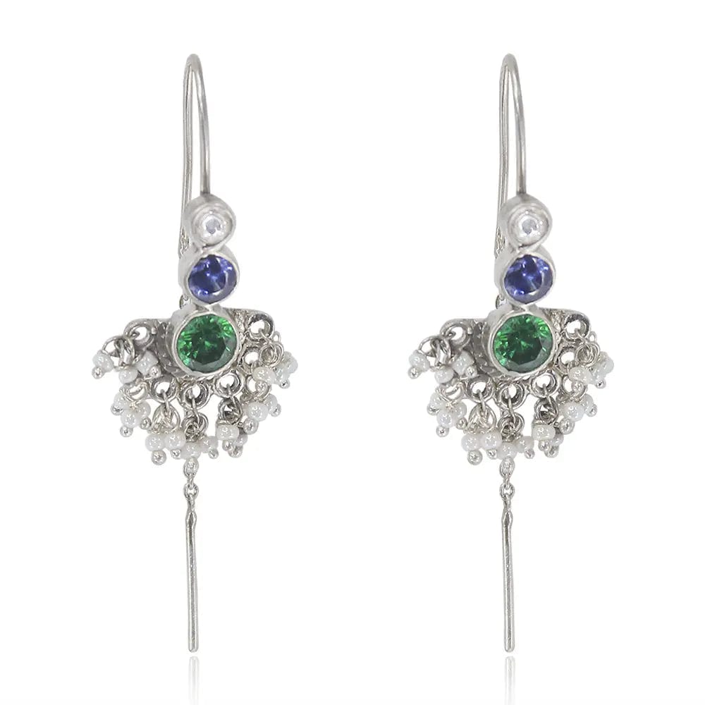 92.5 Sterling Silver Multicolor Sui Dhaga Earrings