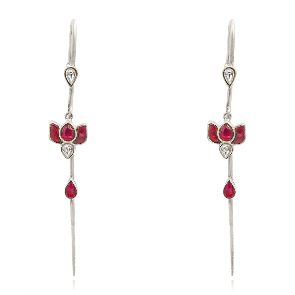 Needle Silver lotus Kundan Earcuff