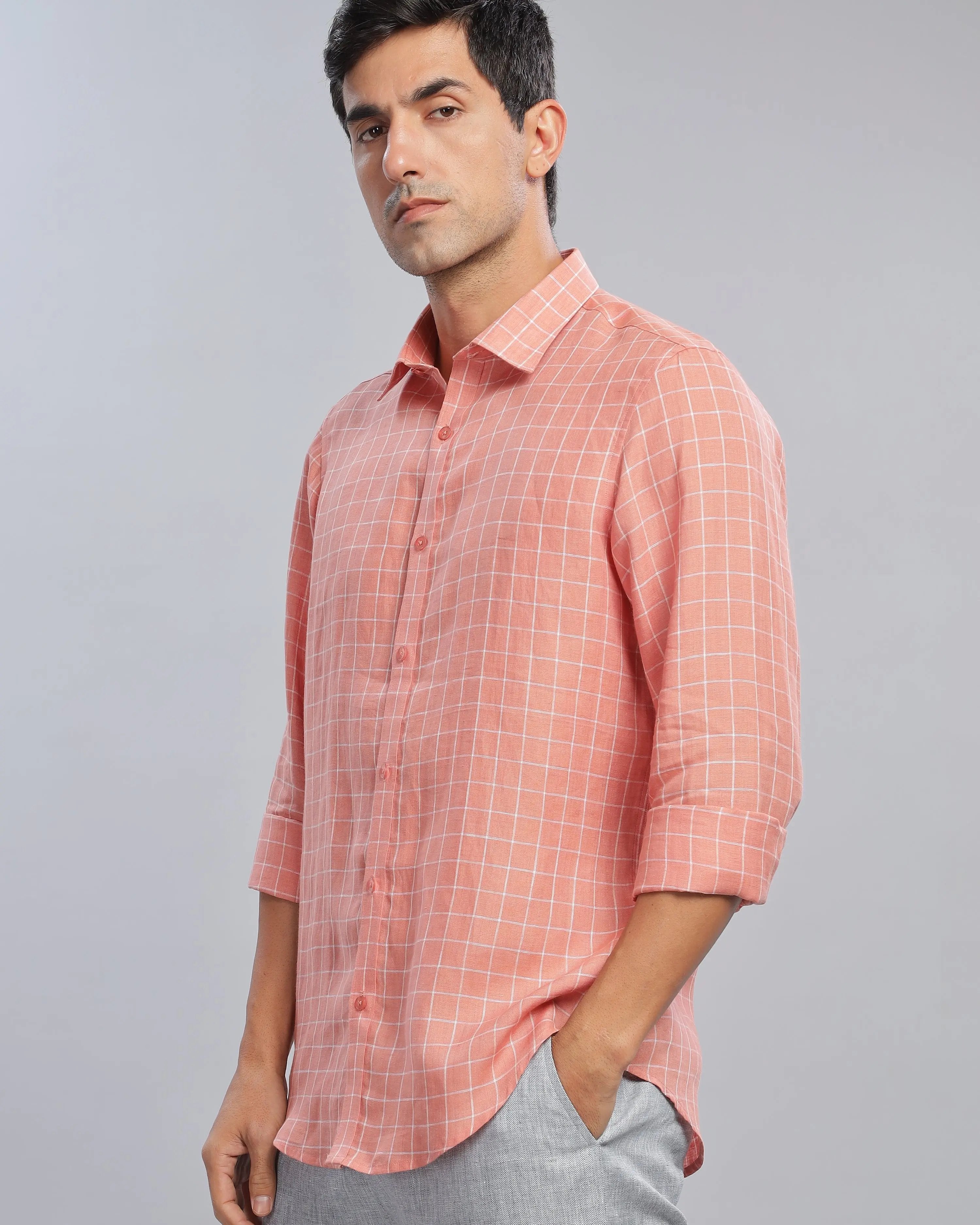 Orangeade Checks Linen ShirtUnited By Hope