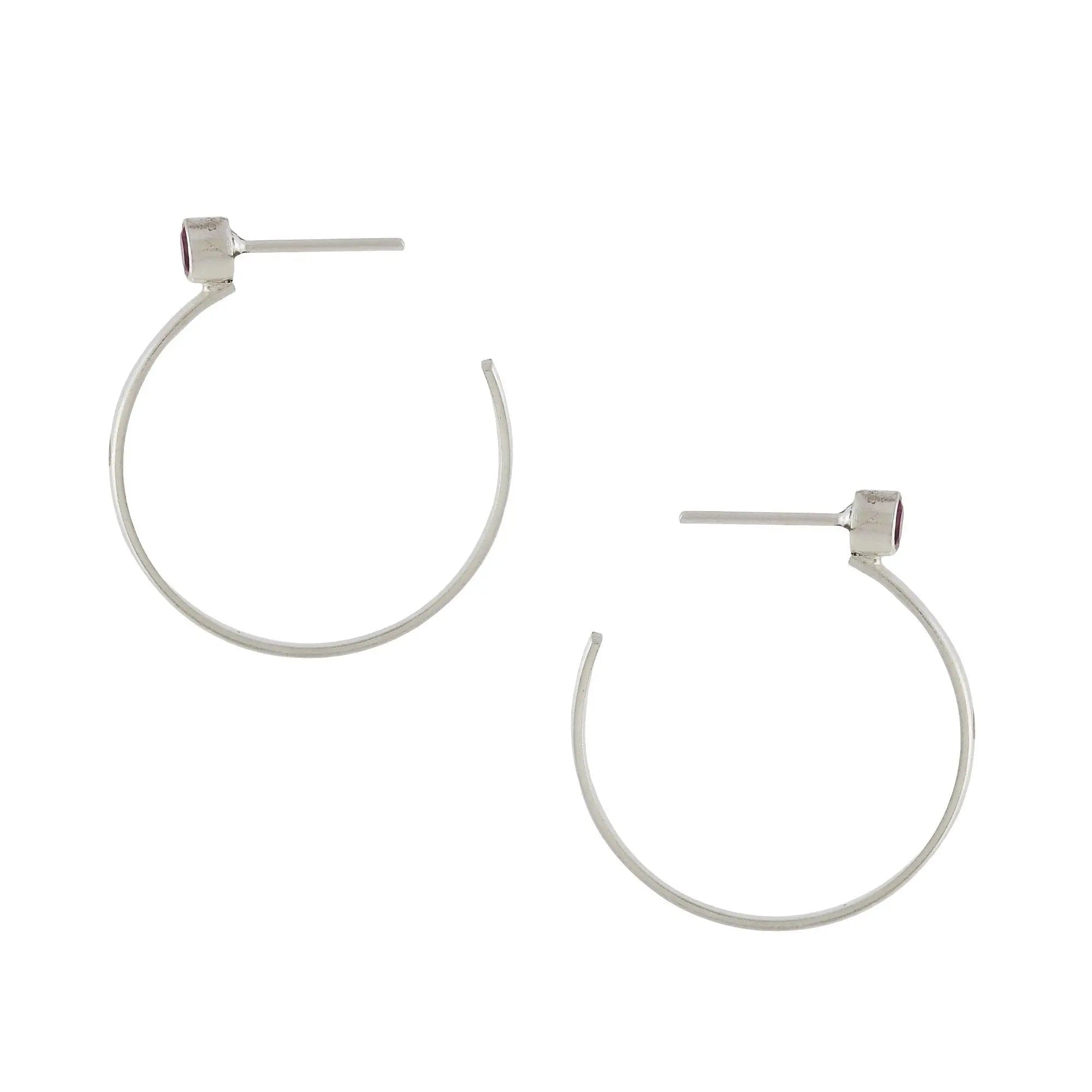 Zircon Sterling Silver Hoop Earrings