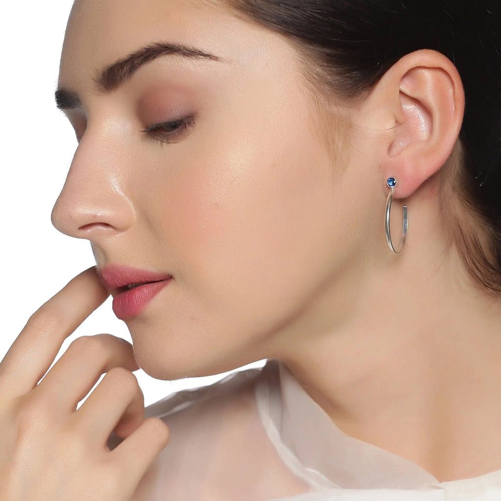 Zircon Sterling Silver Hoop Earrings