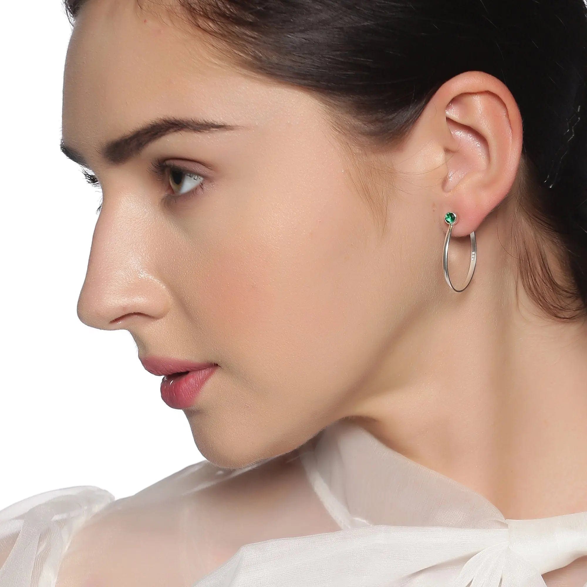 Zircon Sterling Silver Hoop Earrings